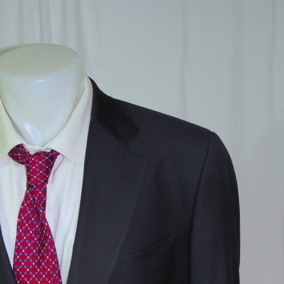 Brooks Brothers Country Club Loro Piana Solid Navy Gold Two Button Blazer 43R